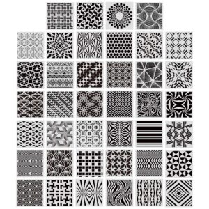 40 pieces geometric stencils painting templates for scrapbooking cookie tile furniture wall floor decor craft drawing tracing diy art supplies, 5.1 x 5.1inch