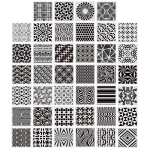 40 Pieces Geometric Stencils Painting Templates for Scrapbooking Cookie Tile Furniture Wall Floor Decor Craft Drawing Tracing DIY Art Supplies, 5.1 x 5.1inch