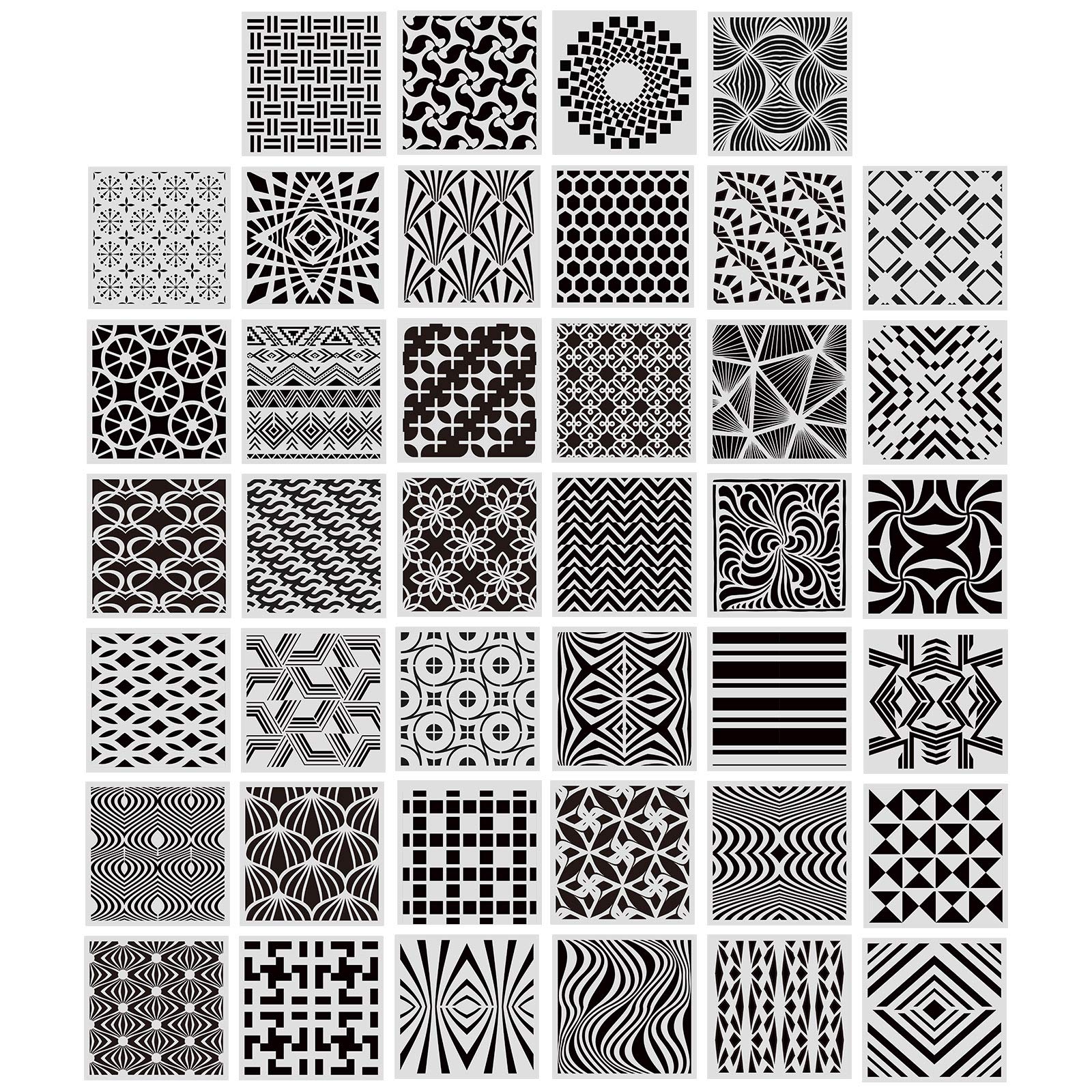 40 Pieces Geometric Stencils Painting Templates for Scrapbooking Cookie Tile Furniture Wall Floor Decor Craft Drawing Tracing DIY Art Supplies, 5.1 x 5.1inch