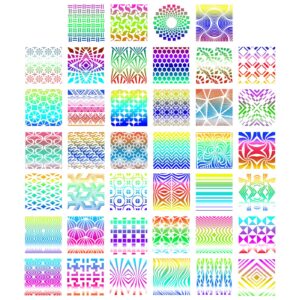 40 Pieces Geometric Stencils Painting Templates for Scrapbooking Cookie Tile Furniture Wall Floor Decor Craft Drawing Tracing DIY Art Supplies, 5.1 x 5.1inch