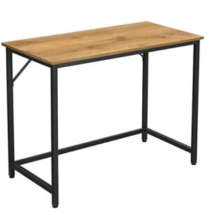 VASAGLE Computer Desk, Gaming Desk, Home Office Desk, for Small Spaces, 19.7 x 39.4 x 29.5 Inches, Industrial Style, Metal Frame, Honey Brown and Black ULWD041B05V1