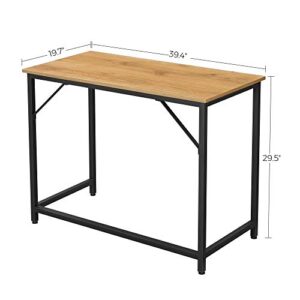 VASAGLE Computer Desk, Gaming Desk, Home Office Desk, for Small Spaces, 19.7 x 39.4 x 29.5 Inches, Industrial Style, Metal Frame, Honey Brown and Black ULWD041B05V1