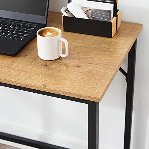 VASAGLE Computer Desk, Gaming Desk, Home Office Desk, for Small Spaces, 19.7 x 39.4 x 29.5 Inches, Industrial Style, Metal Frame, Honey Brown and Black ULWD041B05V1