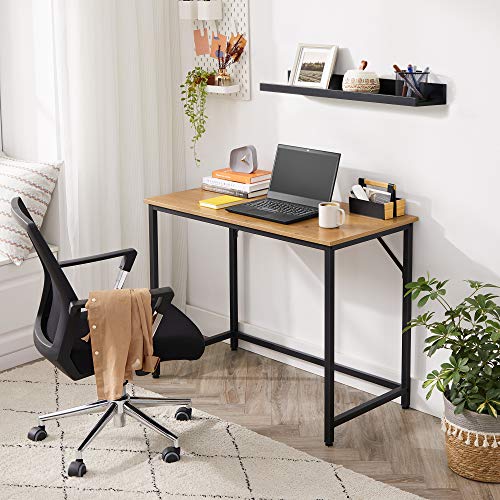 VASAGLE Computer Desk, Gaming Desk, Home Office Desk, for Small Spaces, 19.7 x 39.4 x 29.5 Inches, Industrial Style, Metal Frame, Honey Brown and Black ULWD041B05V1