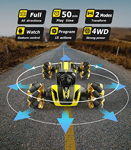 DODOELEPHANT Gesture Sensing RC Stunt Car, 1:12 Large Drifting Remote Control Car with Watch Hand Controlled, 4WD 12.5MPH Fast On/Off Road RC Cars Toys for Boys Adults Kids