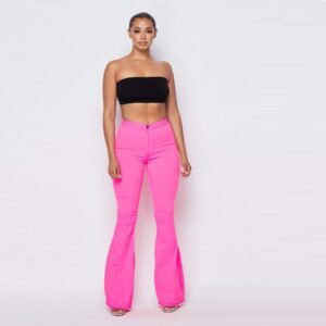 SOHO GLAM High Waisted Stretchy Bell Bottom Jeans Pink