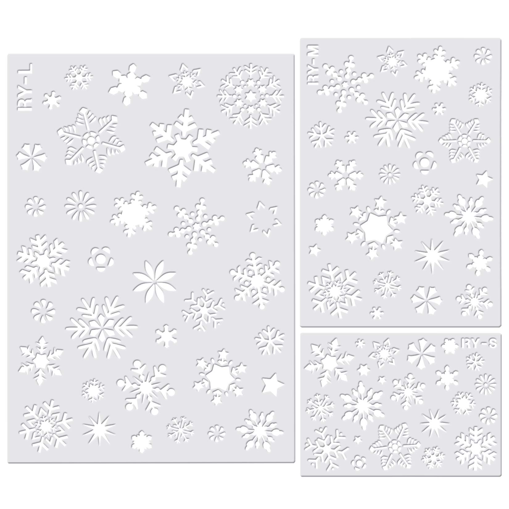 Jmkcoz Christmas Snowflake Stencil Template, Reusable Plastic Craft Drawing Painting Stencil Journal Template for Window Glass Wall Door Card Scrapbook Notebook Holiday Xmas Snow Flake Art DIY Project