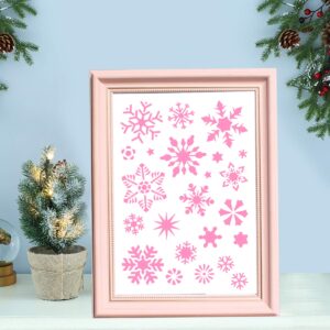 Jmkcoz Christmas Snowflake Stencil Template, Reusable Plastic Craft Drawing Painting Stencil Journal Template for Window Glass Wall Door Card Scrapbook Notebook Holiday Xmas Snow Flake Art DIY Project