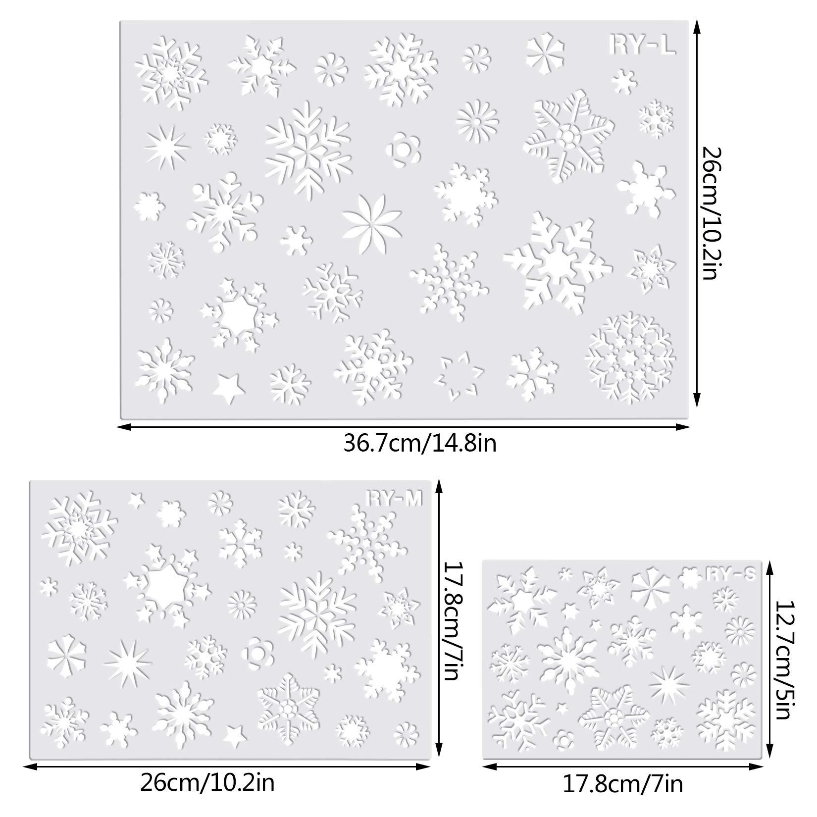 Jmkcoz Christmas Snowflake Stencil Template, Reusable Plastic Craft Drawing Painting Stencil Journal Template for Window Glass Wall Door Card Scrapbook Notebook Holiday Xmas Snow Flake Art DIY Project