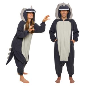 funziez! adult triceratops costume - plush one piece dinosaur costume - one piece pajama 2x-large)