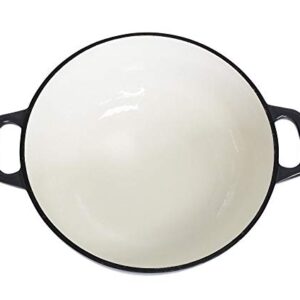 Mirro MIR-19059 4.8 Quart Cast Iron White Enamel Coated Interior Dutch Oven, Grey, Ready to Use