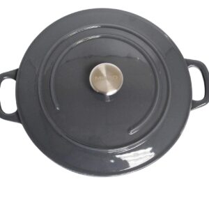 Mirro MIR-19059 4.8 Quart Cast Iron White Enamel Coated Interior Dutch Oven, Grey, Ready to Use