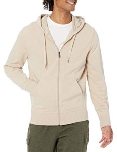 amazon essentials men's lightweight french terry full-zip hoodie, oatmeal heather, large