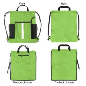 BeeGreen Cinch Bag Backpack String Gym Sackpack with Shoe Compartment and Two Side Mesh Pockets Large Lightweight Portable Sport Drawstring Sack