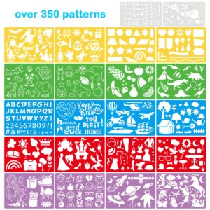 22 Pcs Drawing Painting Stencils for Kids, Over 350 Different Patterns, six Colors of Template for Kids Gift,Washable