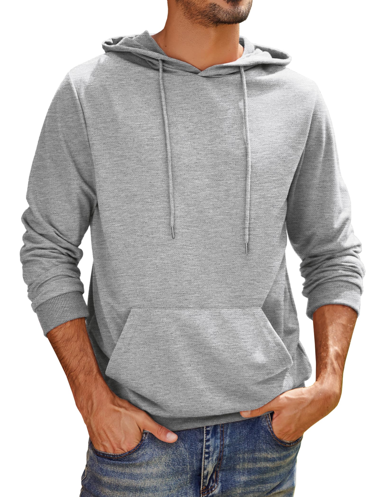 COOFANDY Men Casual Hooded Long Sleeve Sweatshirt Lightweight Pullover Hoodied