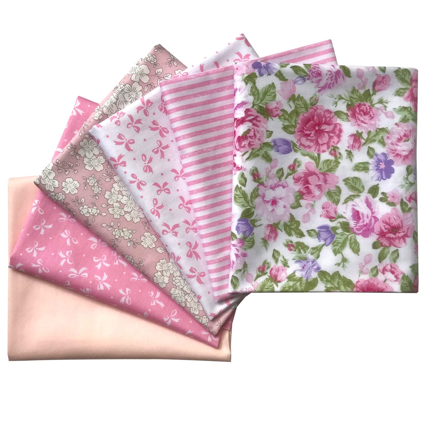 Mililanyo 6Pcs 18x22 inches Cotton Fabric Cute Random Pink Color Fat Quarter Bundles Patchwork Printed Patterns Sewing Patchwork Precut Fabric for DIY Artcraft