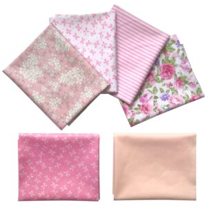 Mililanyo 6Pcs 18x22 inches Cotton Fabric Cute Random Pink Color Fat Quarter Bundles Patchwork Printed Patterns Sewing Patchwork Precut Fabric for DIY Artcraft