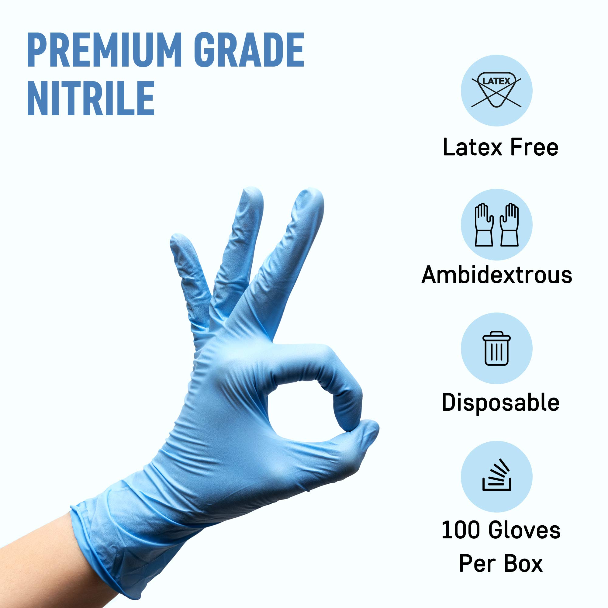 Dre Health Large Blue Powder Free Disposable Nitrile Gloves (Pack of 100)