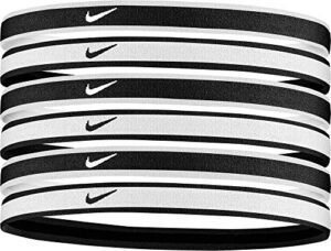 nike swoosh sport headbands 6 pack (one size fits most, black/grey/white) - unisex