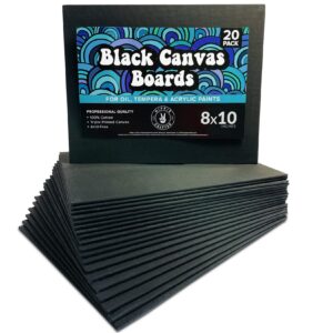 black canvas for painting bulk 20 pack small canvases for painting boards blank canvas for painting 8x10 art canvas panels for paint for artists gesso primed for oil, acrylic, and watercolor