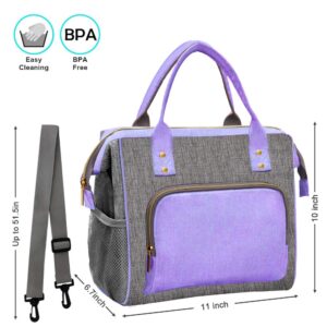 IDEATECH Lunch Bags for Women, Insulated Lunch Bag for men, Large Reusable Tote Bag, Leakproof Cooler Lunch Bags for Work, Cute Reusable Lunch Bags, Womens Lunch Bag for Office Picnic(Purple)