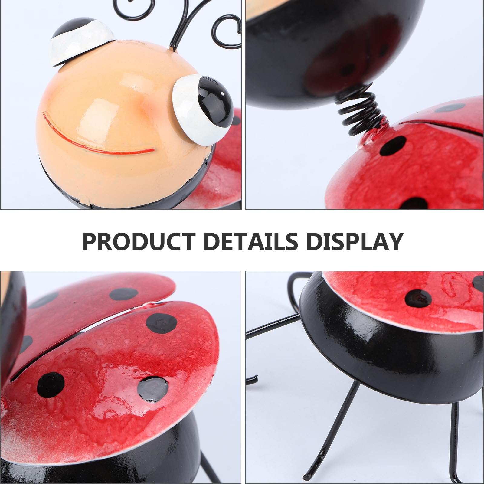 Metal Garden Art Decoration Ladybug Garden Outdoor Statue Decor Decorative Figurine for Path Yard Lawn Patio Backyard