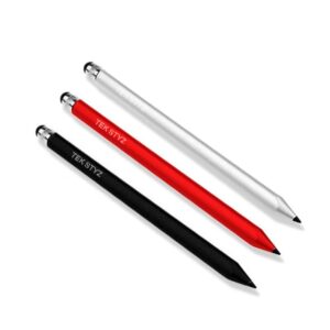 Tek Styz Pro Stylus Capacitive Pen Upgraded Works for Plantronics BackBeat FIT 2100 with Custom High Precision Touch Full Size 3 Pack! (Black Silver RED)