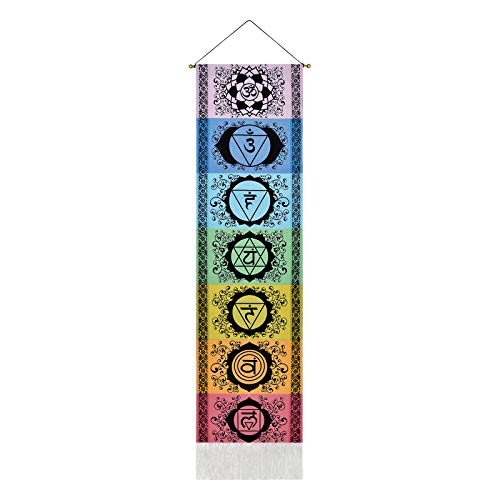 Uspring Colorful Tapestry Mandala Tapestry Trippy Tapestry Wall Hanging with Tassel Striped for Room (Black, 12.8 x 51.2 inches)