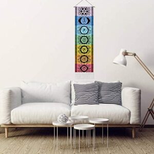 Uspring Colorful Tapestry Mandala Tapestry Trippy Tapestry Wall Hanging with Tassel Striped for Room (Black, 12.8 x 51.2 inches)