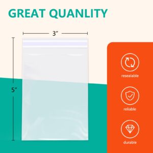 iMailer - 200 Pcs - 3" x 5" Clear Small Cellophane Bags - Self Sealing Cello Plastic Bags for Bakery, Cookies, Photo, Jewelry, Party Favors