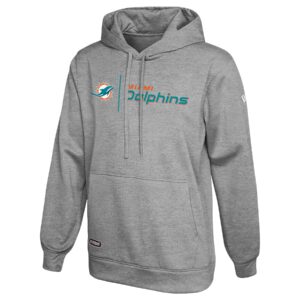 new era nfl men's cool grey gametime pullover performance hoodie, pro football sweatshirt, miami dolphins, x-large