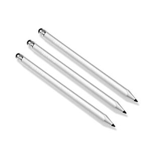 Tek Styz Pro Stylus Capacitive Pen Upgraded Works for Plantronics BackBeat Fit Black 3100 P/N 211855-99 with Custom High Precision Touch Full Size 3 Pack! (Silver)