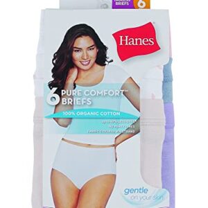 Hanes Women's Organic Cotton Panties Pack, ComfortSort Underwear, May Vary, Assorted Colors, 6-Pack Briefs, 8