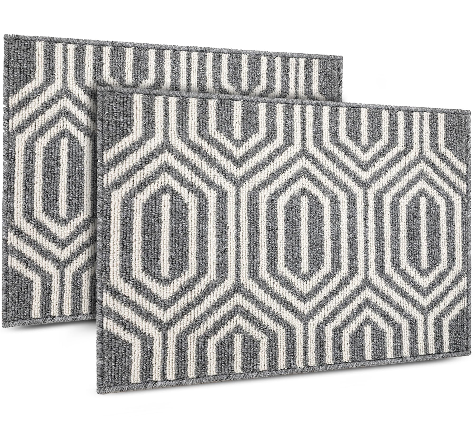 Emerson 2-Pack Indoor Doormats, 32" x 20" – Low Profile Front Door Mats – Welcome Outdoor Entrance Rugs – Machine Washable & Water Absorbent – Home Entryway Mats – Heavy Duty + Non-Slip (Gray)