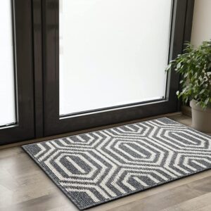 Emerson 2-Pack Indoor Doormats, 32" x 20" – Low Profile Front Door Mats – Welcome Outdoor Entrance Rugs – Machine Washable & Water Absorbent – Home Entryway Mats – Heavy Duty + Non-Slip (Gray)