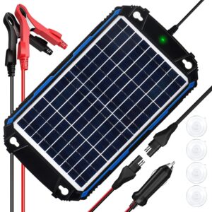 SUNER POWER Waterproof 10W 12V Solar Battery Charger & Maintainer Pro, Built-in UltraSmart MPPT Charge Controller, 10 Watt Solar Panel Trickle Charging Kits for Car Automotive Boat Marine RV Trailer