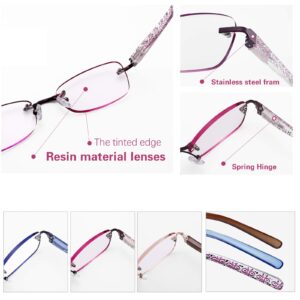 FEIVSN 3-Pack Rimless Reading Glasses For Women, Lightweight Spring Hinge Readers, Classic Elegant Artistic Eyeglasses UV 400 (Mix 2.75 Etc)