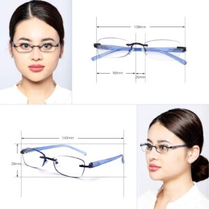 FEIVSN 3-Pack Rimless Reading Glasses For Women, Lightweight Spring Hinge Readers, Classic Elegant Artistic Eyeglasses UV 400 (Mix 2.75 Etc)