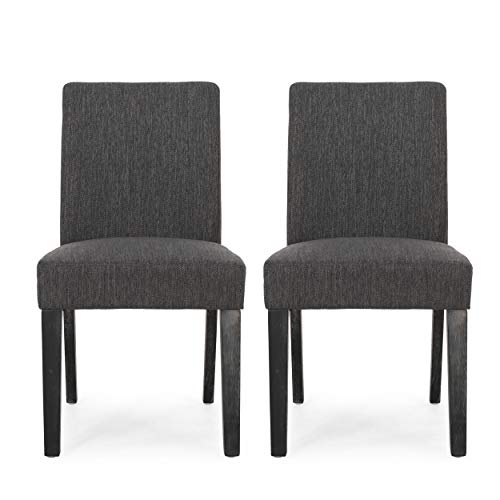 Christopher Knight Home Kuna Contemporary Upholstered Dining Chair (Set of 2), Charcoal, Gray