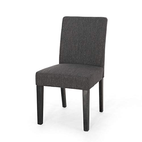 Christopher Knight Home Kuna Contemporary Upholstered Dining Chair (Set of 2), Charcoal, Gray