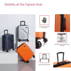 Swiss Mobility LGA Collection Hard Shell Spinner Carry On Luggage for Airplanes, Rolling Suitcase with 360-Degree Spinner Wheels, Retractable Handle, Airline Approved, 20 Inch, Orange