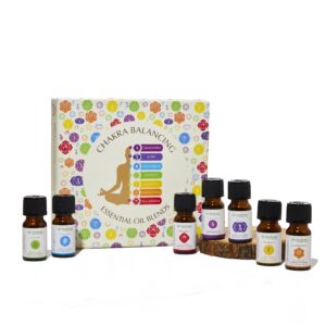 7 chakra essential oil diffuser blend gift set by aromafume | 7x 10ml/0.33 fl oz |aromatherapy oils for meditation, chakra balance| yoga & reiki gifts| essential oil set for plexus, root chakra & more