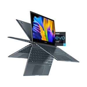 asus zenbook flip 13 ultra slim convertible laptop, 13.3” oled fhd touch display, intel core i7-1165g7 processor, intel iris xe graphics, 16gb ram, 512gb ssd, windows 10 pro, pine grey, ux363ea-xh71t