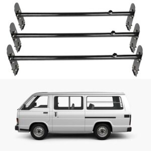 eccpp adjustable van ladder rack hightop 3 bars roof rack fit for chevy express 2500 for gmc savana with rain gutters heavy-duty steel pickup truck ladder rack 700lb lumber utility