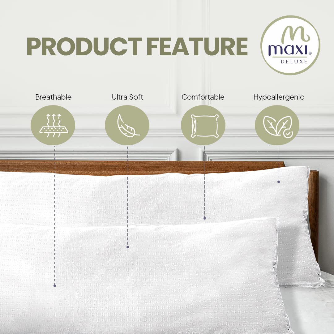 Maxi Body Pillows for Sleeping 100% Cotton Shell, Down Alternative Fiber Fill, Only Quality Fabrics Used and Breathable Cooling Body Pillow 20x55