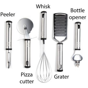 Kitchen Cooking Utensils Set Silicone with Stainless Steel handle Includes Cooking Spoon Spatula Tong Turner Whisk Ladle For Nonstick Cookware Dishwasher Safe BPA-Free