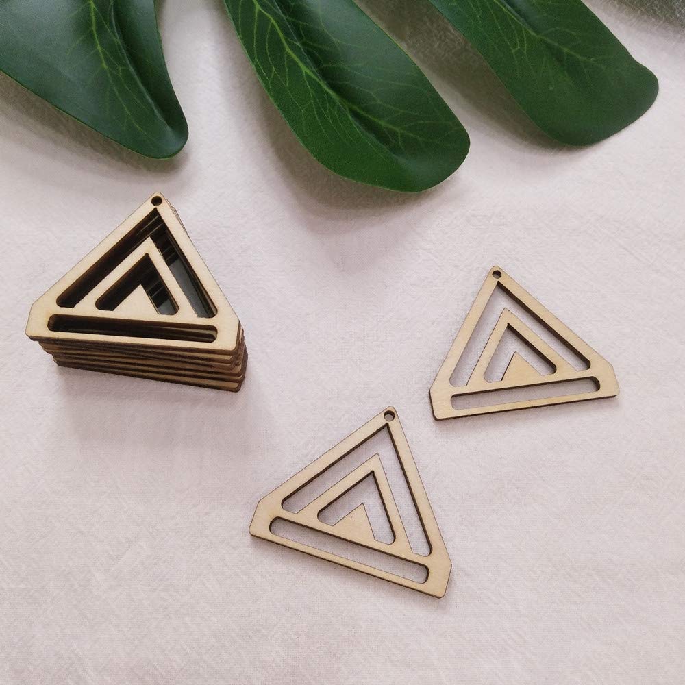 30PCS Chevron Triangle Earring Wood Findings,DIY Wood Blank Chevron Earring Hoops for Macrame (1.5")