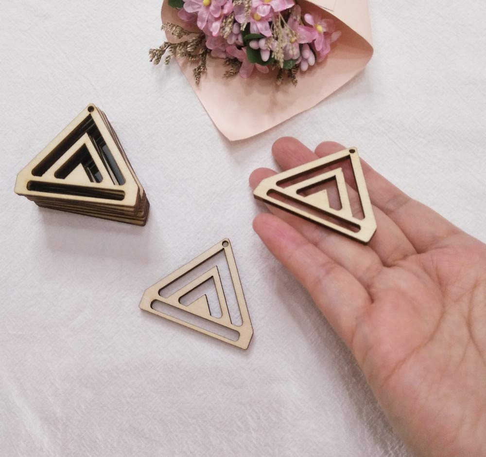 30PCS Chevron Triangle Earring Wood Findings,DIY Wood Blank Chevron Earring Hoops for Macrame (1.5")