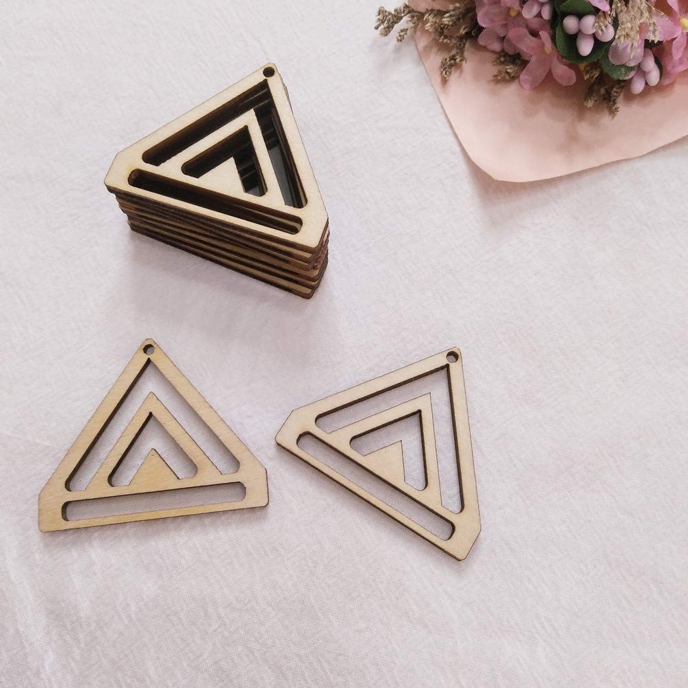 30PCS Chevron Triangle Earring Wood Findings,DIY Wood Blank Chevron Earring Hoops for Macrame (1.5")